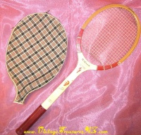 Image for Tony Trabert Vintage 1950s-1960s Facsimile-autographed “Famous Player Series” Wilson Victory Tennis Racquet with Plaid Racquet Cover <b><span style='color:red'> *****PRIORITY MAIL SHIPPING INCLUDED – DOMESTIC ORDERS ONLY!***** </span></b><span style='color:purple'>